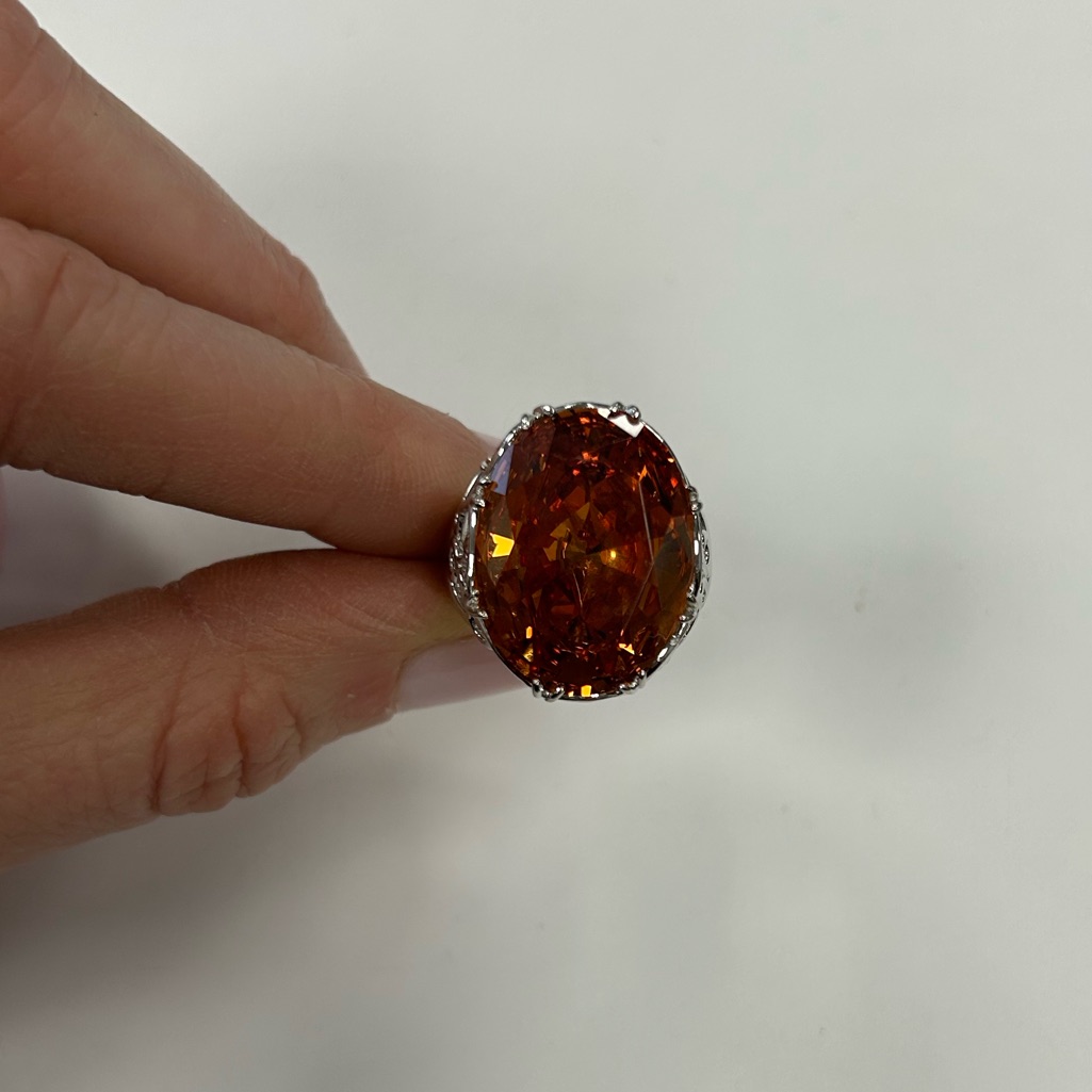Suzy Levian Sterling Silver Citrine Cz Ring Sample Size #8 Sample